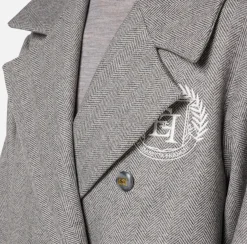 Capispalla|Elisabetta Franchi Cappotto doppiopetto over in cotone con stemma Perla