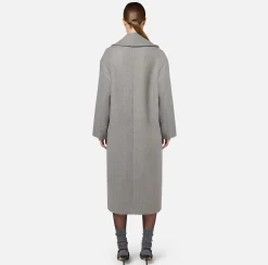 Capispalla|Elisabetta Franchi Cappotto doppiopetto over in cotone con stemma Perla