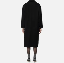 Capispalla|Elisabetta Franchi Cappotto doppiopetto over in cotone Nero