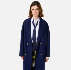 Capispalla|Elisabetta Franchi Cappotto over in lana Navy