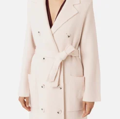 Capispalla|Elisabetta Franchi Cappotto vestaglia in lana e cashmere con stemma Lattice