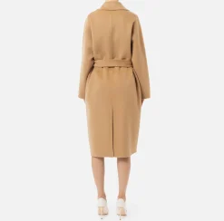 Capispalla|Elisabetta Franchi Cappotto vestaglia in lana Camel