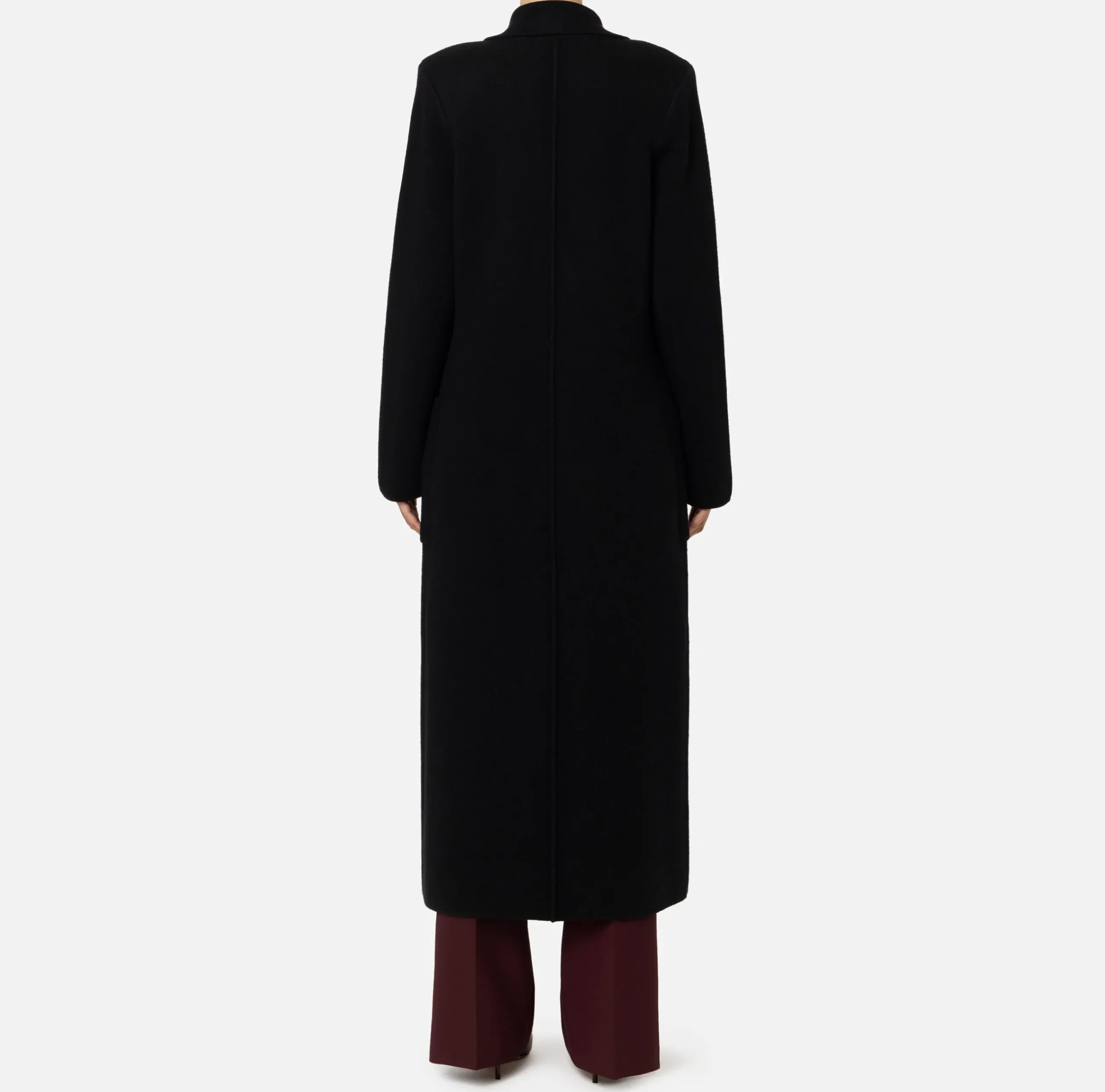 Capispalla|Elisabetta Franchi Cappotto vestaglia in lana e cashmere con stemma Nero