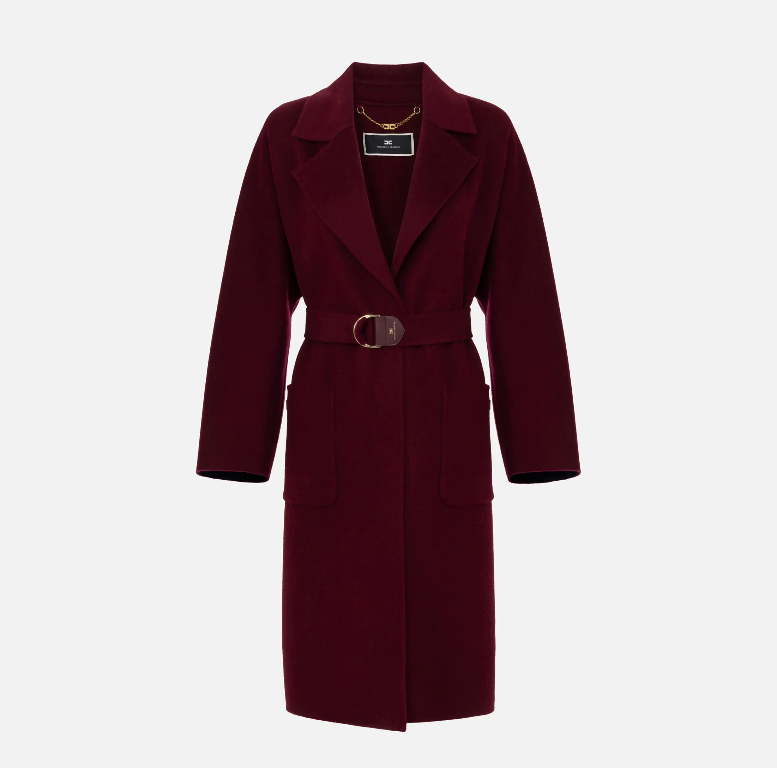 Capispalla|Elisabetta Franchi Cappotto vestaglia in lana RougeNoir