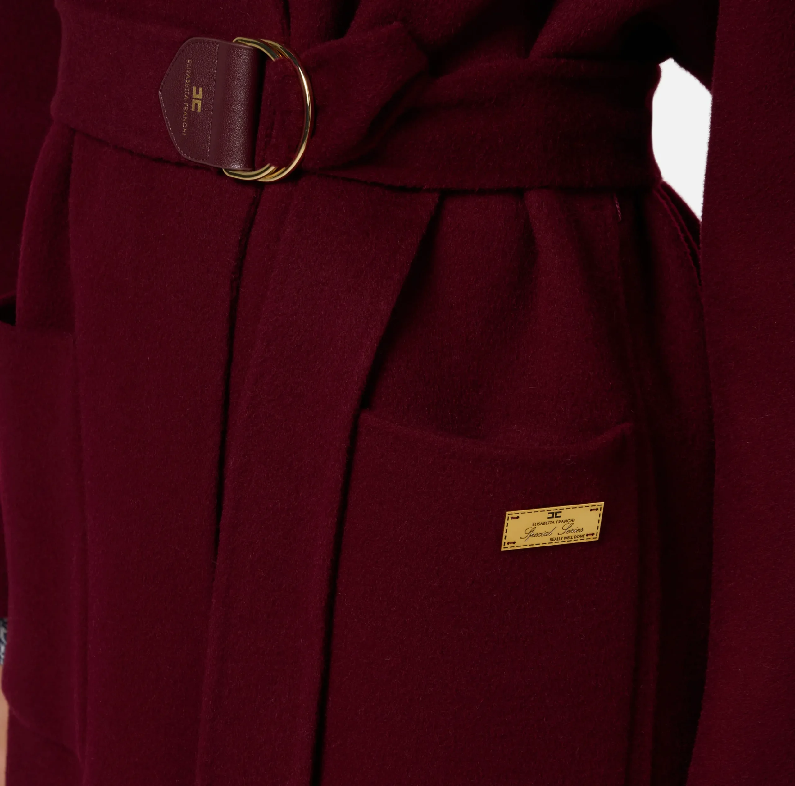 Capispalla|Elisabetta Franchi Cappotto vestaglia in lana RougeNoir