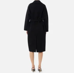 Capispalla|Elisabetta Franchi Cappotto vestaglia in lana Nero