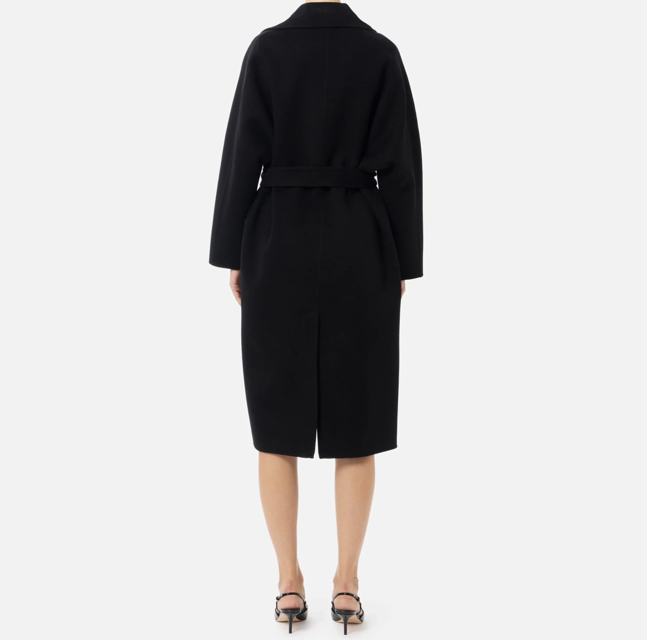 Capispalla|Elisabetta Franchi Cappotto vestaglia in lana Nero