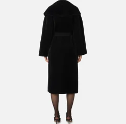 Capispalla|Elisabetta Franchi Cappotto vestaglia in maglia Nero
