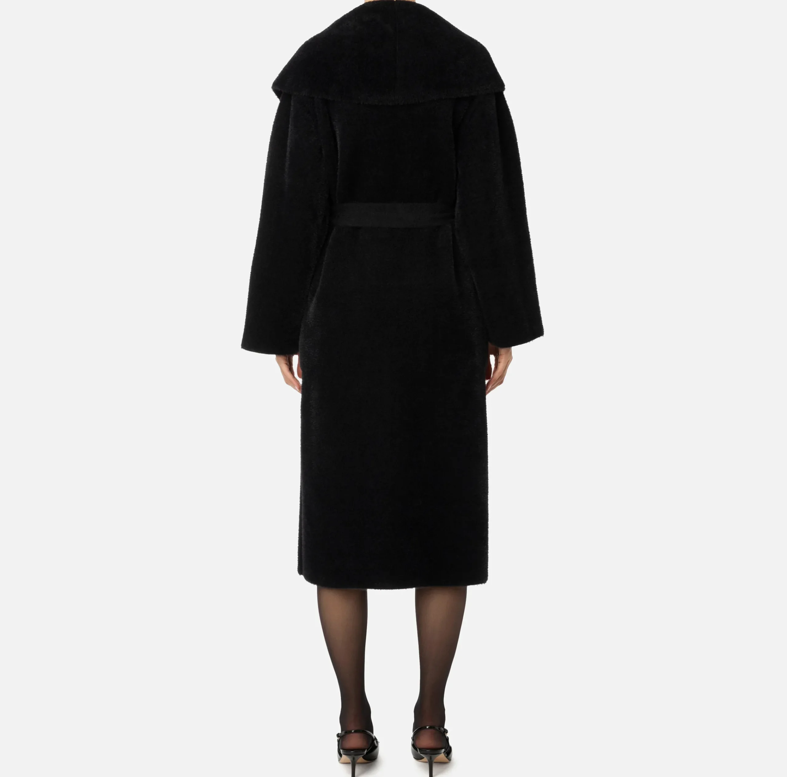 Capispalla|Elisabetta Franchi Cappotto vestaglia in maglia Nero