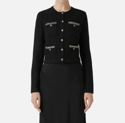 Maglieria E Felpe|Elisabetta Franchi Cardigan in lana bouclé con ricamo Nero