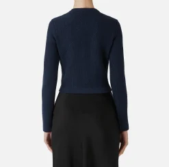 Maglieria E Felpe|Elisabetta Franchi Cardigan in lana bouclé con ricamo Navy