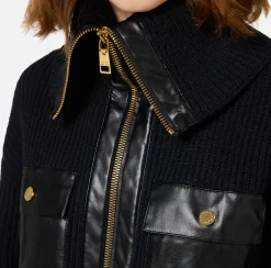 Maglieria E Felpe|Elisabetta Franchi Cardigan in lana costa inglese con maxi zip Nero