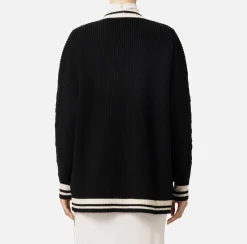 Maglieria E Felpe|Elisabetta Franchi Cardigan in lana tipo college Nero/Burro