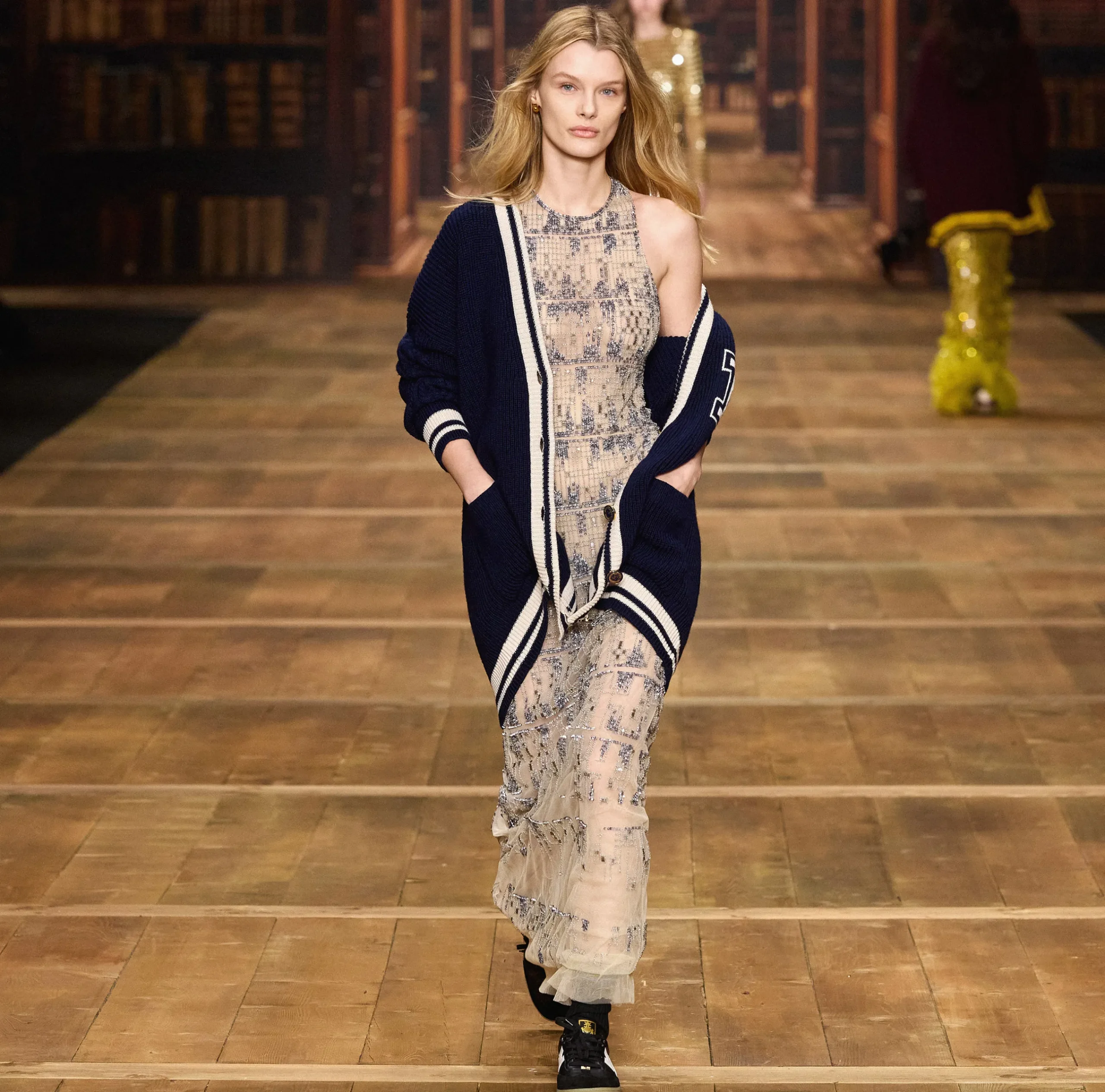 Maglieria E Felpe|Elisabetta Franchi Cardigan in lana tipo college Navy/Burro