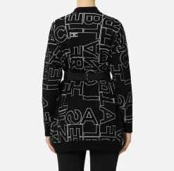 Maglieria E Felpe|Elisabetta Franchi Cardigan in misto lana lettering Nero/Burro