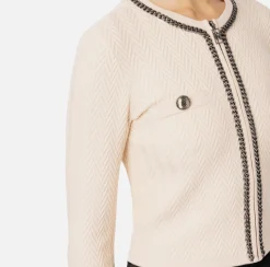 Maglieria E Felpe|Elisabetta Franchi Cardigan in misto viscosa con punto resca Burro