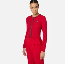 Maglieria E Felpe|Elisabetta Franchi Cardigan in misto viscosa con punto resca RedPassion