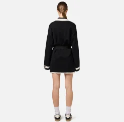 Maglieria E Felpe|Elisabetta Franchi Cardigan in viscosa con bande logo Nero/Burro