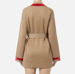 Maglieria E Felpe|Elisabetta Franchi Cardigan in viscosa con bande logo Camel/RedPassion
