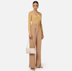 Maglieria E Felpe|Elisabetta Franchi Cardigan in viscosa effetto plissé Bronze