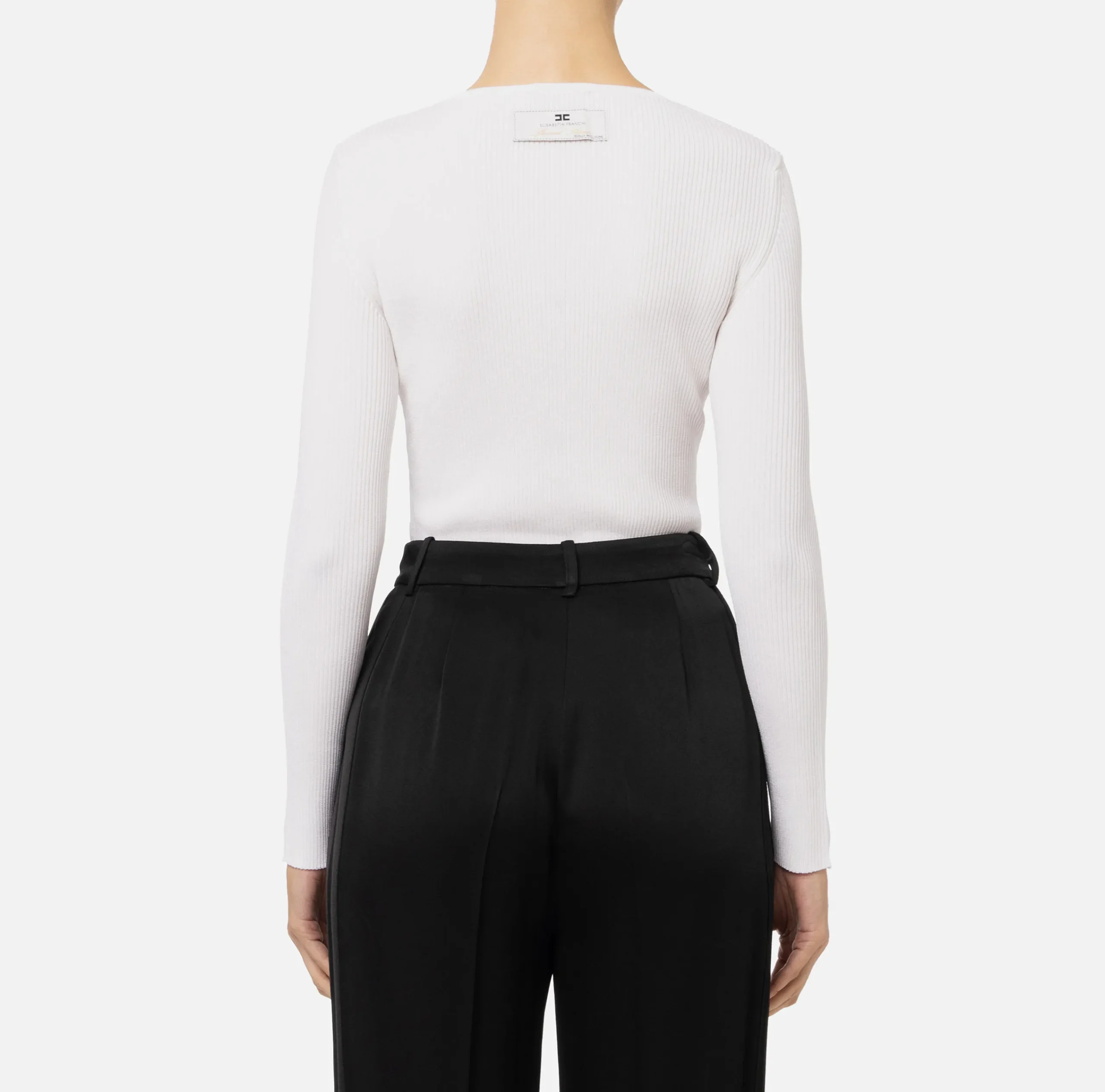 Maglieria E Felpe|Elisabetta Franchi Cardigan in viscosa effetto plissé Avorio