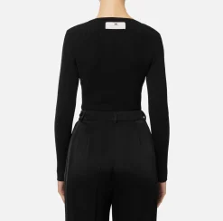 Maglieria E Felpe|Elisabetta Franchi Cardigan in viscosa effetto plissé Nero