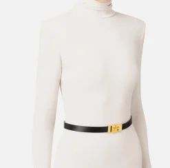 Cinture|Elisabetta Franchi Cintura a vita alta in pelle semilucida Nero