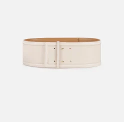 Cinture|Elisabetta Franchi Cintura alta in pelle con girello logo Lattice