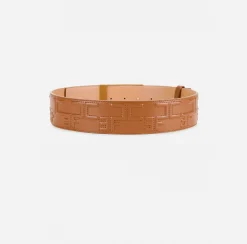 Cinture|Elisabetta Franchi Cintura Bold Monogram Cuoio