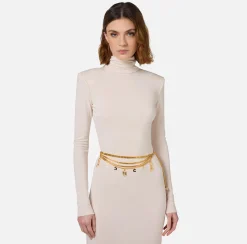 Cinture|Elisabetta Franchi Cintura catena in metallo dorato con charms OroGiallo