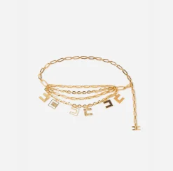 Cinture|Elisabetta Franchi Cintura Con Catene Saldate Tra Loro OroGiallo