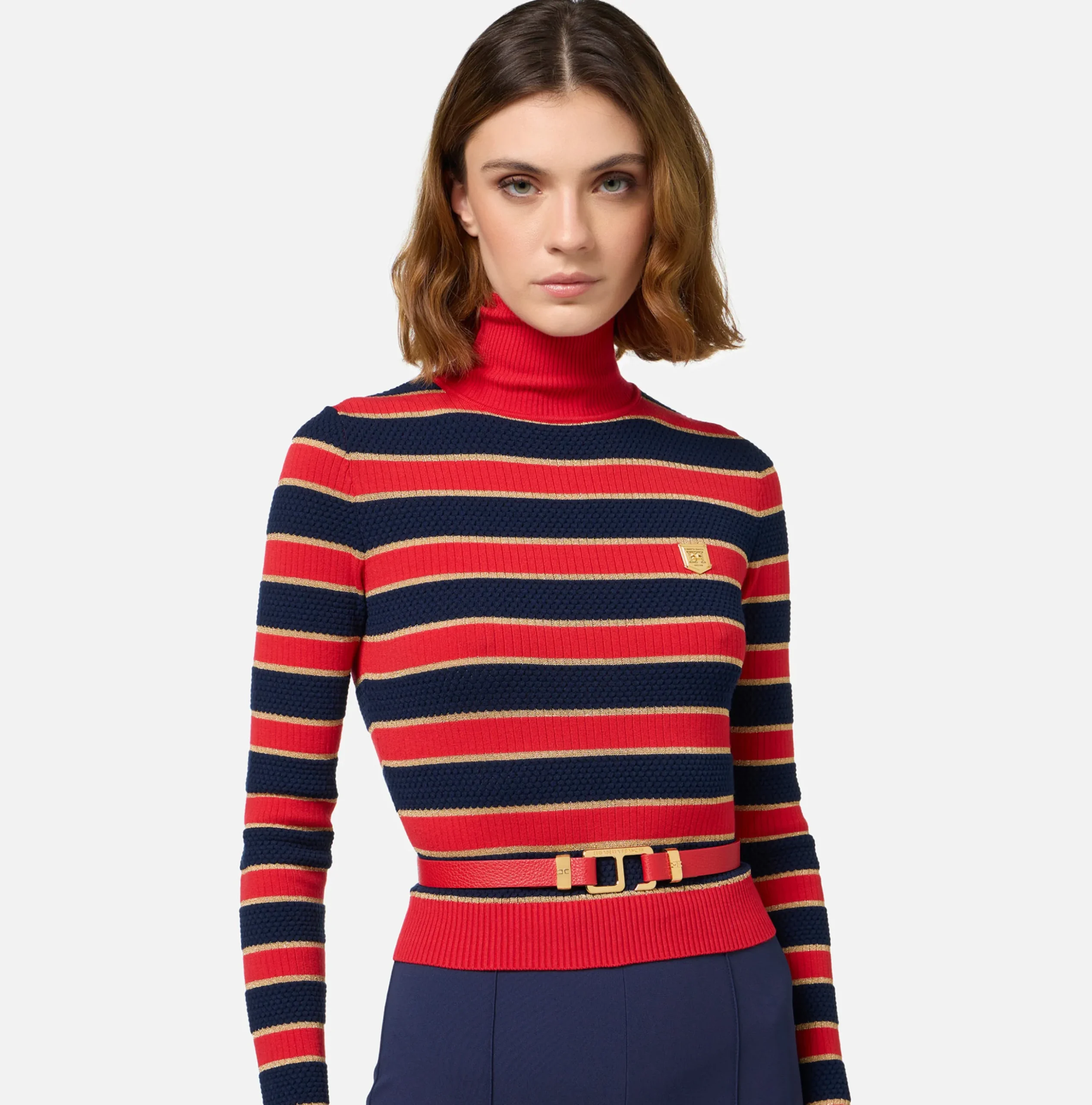 Cinture|Elisabetta Franchi Cintura in materiale sintetico effetto pelle con gancio RedPassion