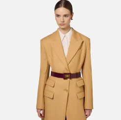 Cinture|Elisabetta Franchi Cintura in materiale sintetico effetto pelle con placca logo RougeNoir