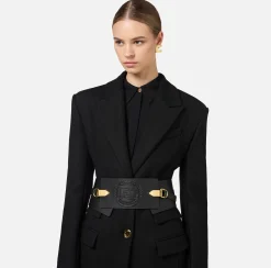 Cinture|Elisabetta Franchi Cintura in pelle a portafoglio con logo Nero