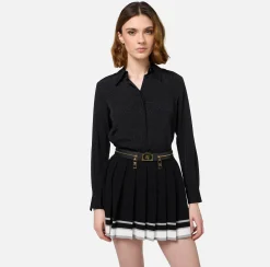 Cinture|Elisabetta Franchi Cintura in pelle con zip e cursori logo Nero