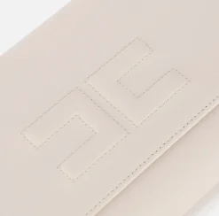 Clutch|Elisabetta Franchi Clutch baguette in nappa con logo embossed Burro