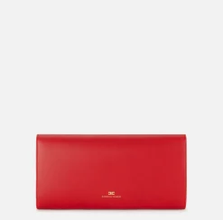 Clutch|Elisabetta Franchi Clutch baguette in nappa con logo embossed RedPassion