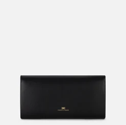 Clutch|Elisabetta Franchi Clutch baguette in nappa con logo embossed Nero