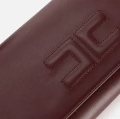 Clutch|Elisabetta Franchi Clutch baguette in nappa con logo embossed RougeNoir