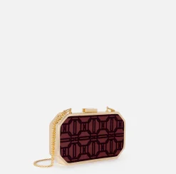 Clutch|Elisabetta Franchi Clutch in tessuto flock RougeNoir