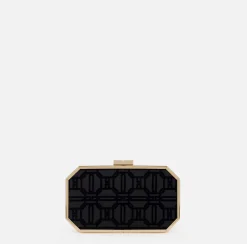 Clutch|Elisabetta Franchi Clutch in tessuto flock Nero