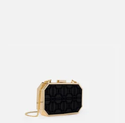 Clutch|Elisabetta Franchi Clutch in tessuto flock Nero