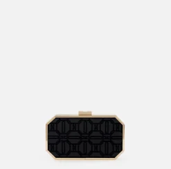 Clutch|Elisabetta Franchi Clutch in tessuto flock Nero