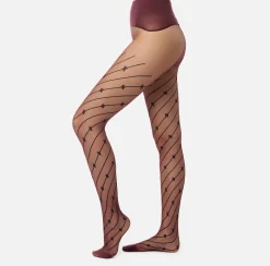 Collants|Elisabetta Franchi Collant con riga diagonale e logo RougeNoir