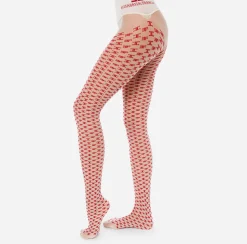 Collants|Elisabetta Franchi Collant Pattern Monogram Burro/Rosso