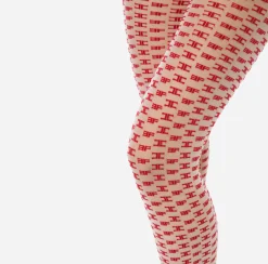 Collants|Elisabetta Franchi Collant Pattern Monogram Burro/Rosso