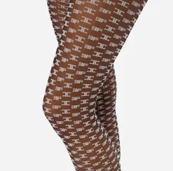 Collants|Elisabetta Franchi Collant Pattern Monogram Carne/Nero