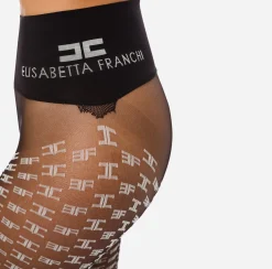 Collants|Elisabetta Franchi Collant Pattern Monogram Carne/Nero