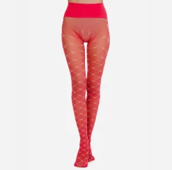 Collants|Elisabetta Franchi Collant Trama Monogram Amaranto/Burro