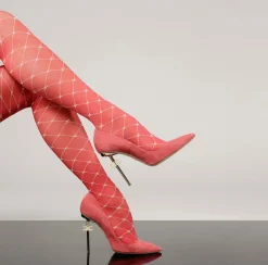 Collants|Elisabetta Franchi Collant Trama Monogram Amaranto/Burro